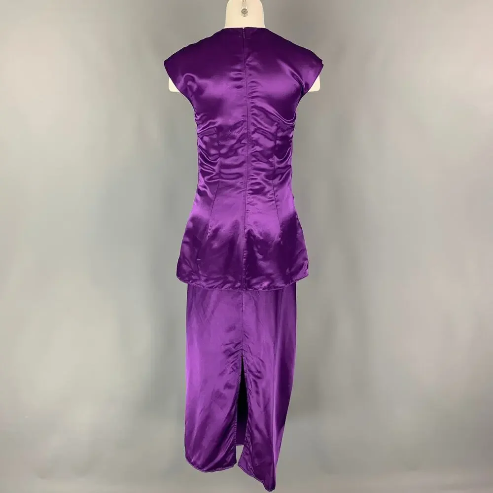 SIES MARJAN Size 4 Purple Ruched Sleeveless Skirt Set